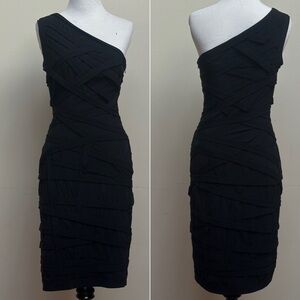 Tadashi Shoji One Shoulder Bodycon Mini Dress Size Small - Black